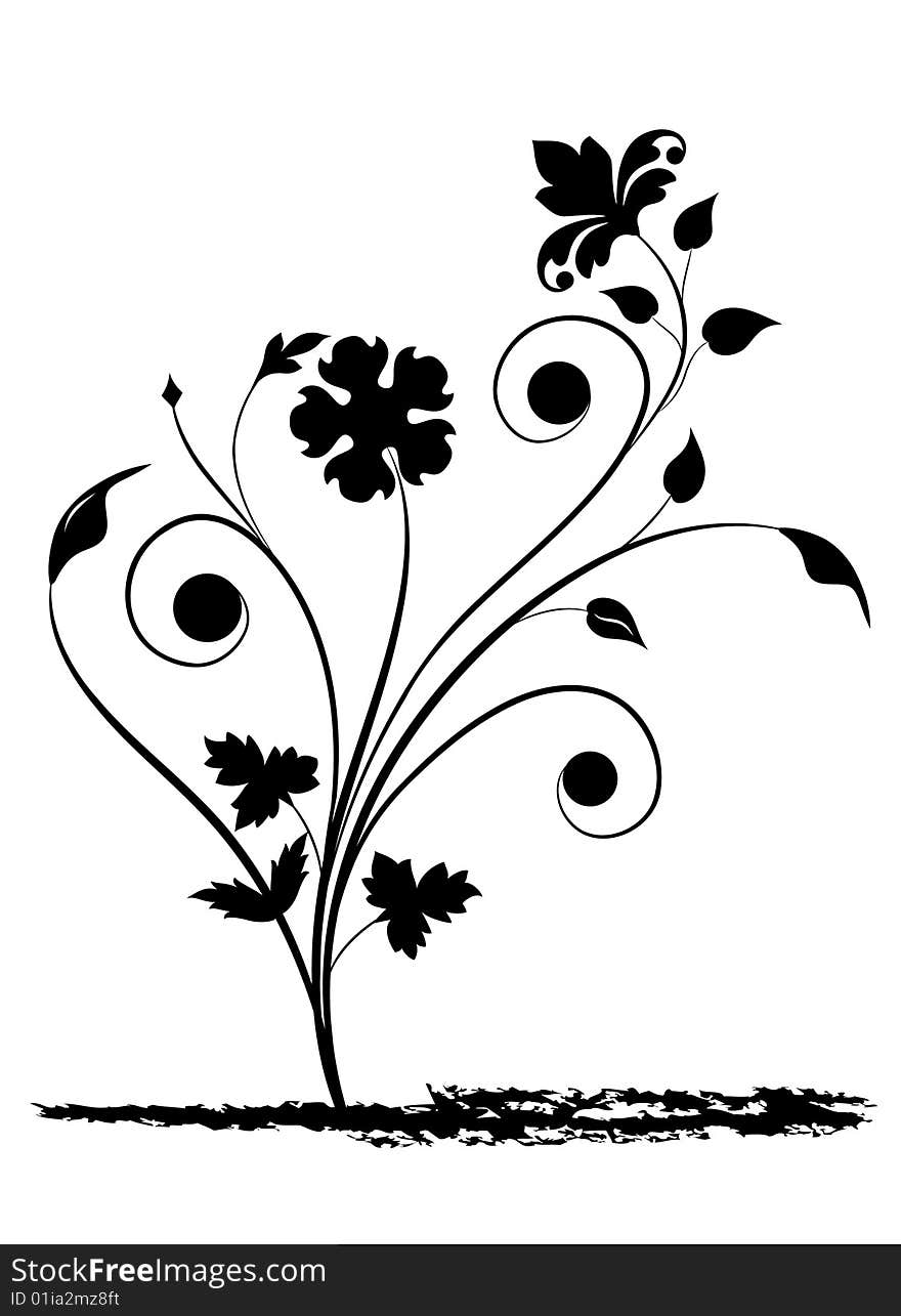 Abstract floral design silhouette vector