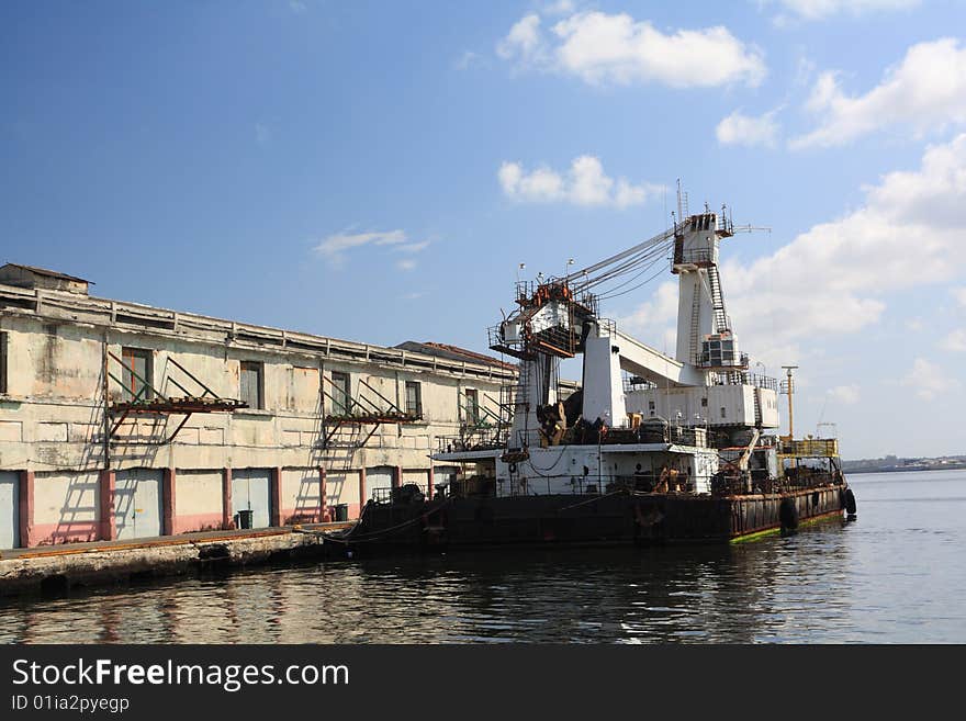 Naval Crane In A Dock