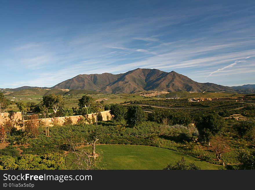 A view of the Spanish mountains & countryside in Costa Del Sol. A view of the Spanish mountains & countryside in Costa Del Sol