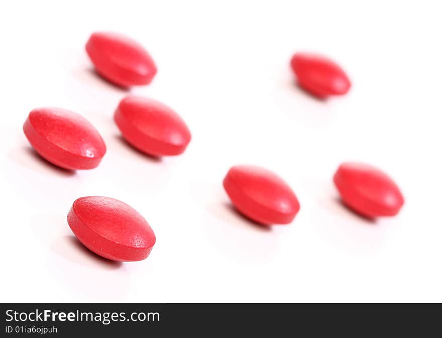 Group Of Red Medicine Pills