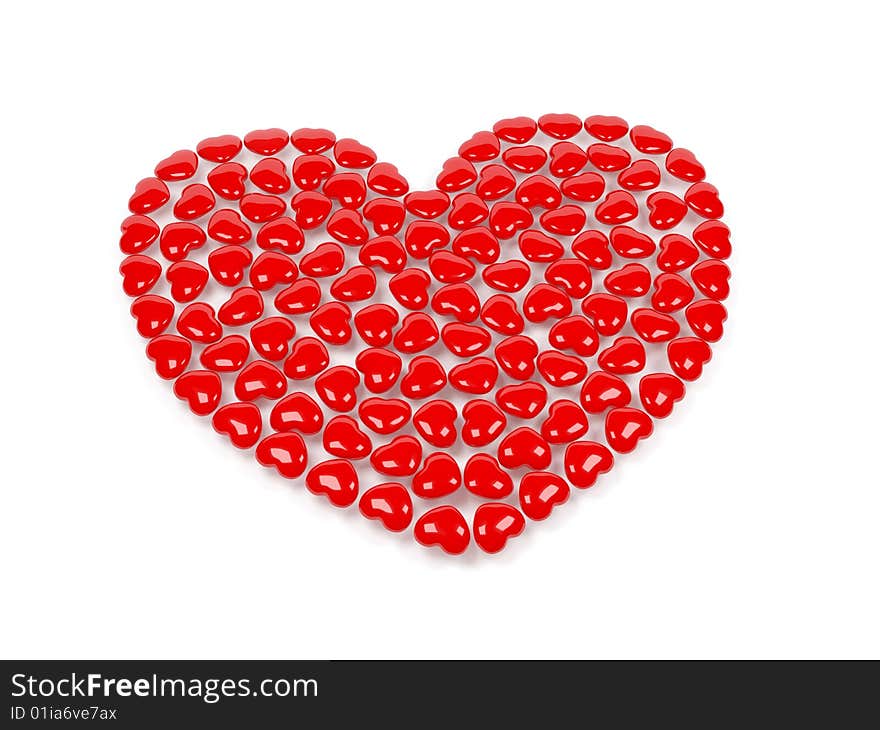 One isolated red heart from hearts