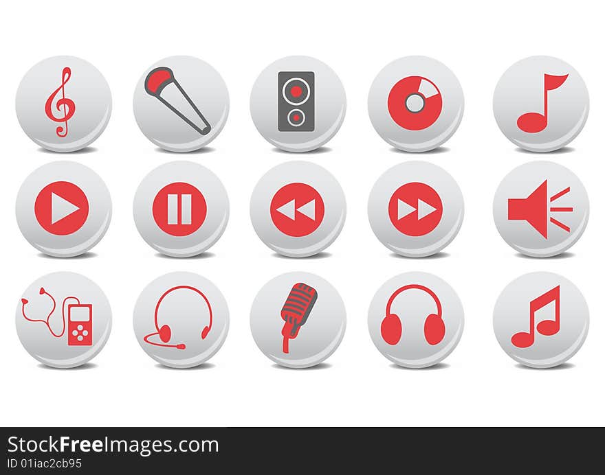 Vector illustration of music/audio buttons.You can use it for your website, application or presentation