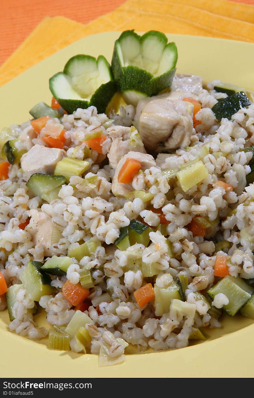 Barley with vegetable