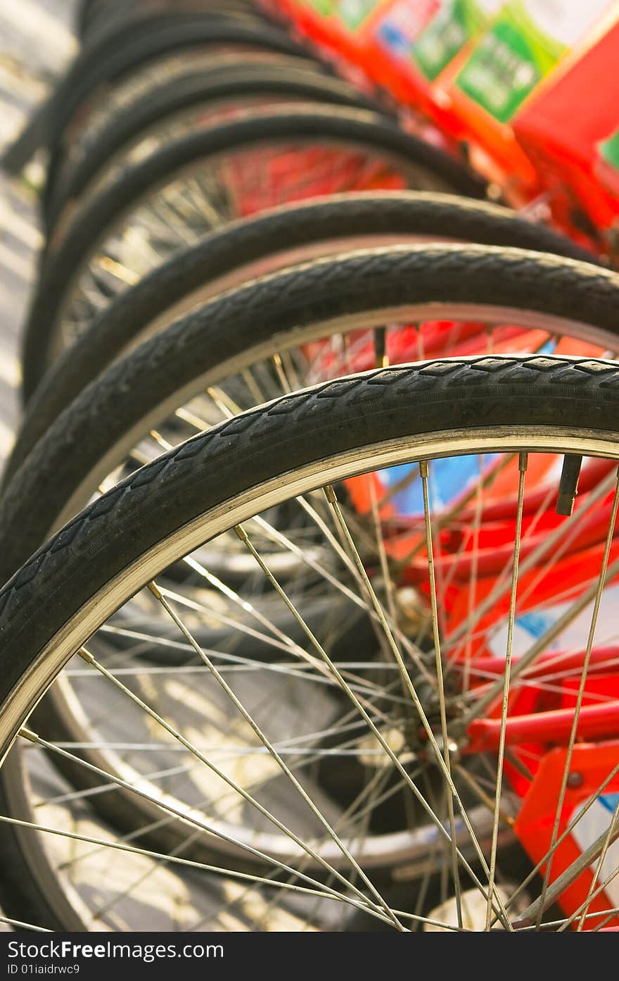 Orderly arrangement of bicycle on the Street. Orderly arrangement of bicycle on the Street