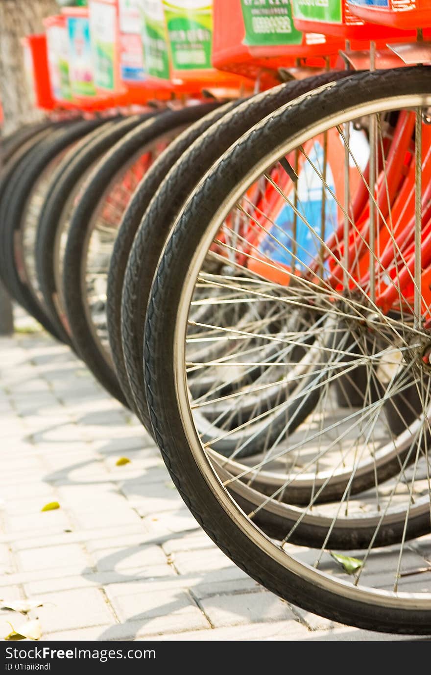 A row of bicycles