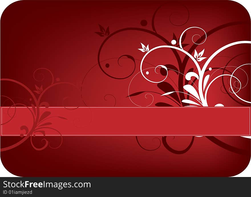 Red background and floral decoration