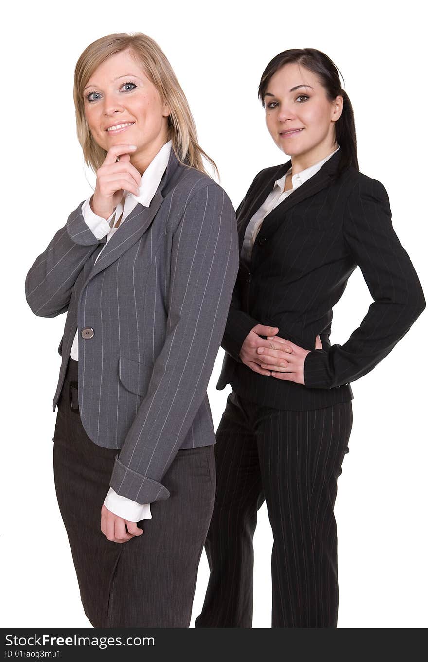 Two businesswomen over white background. Two businesswomen over white background