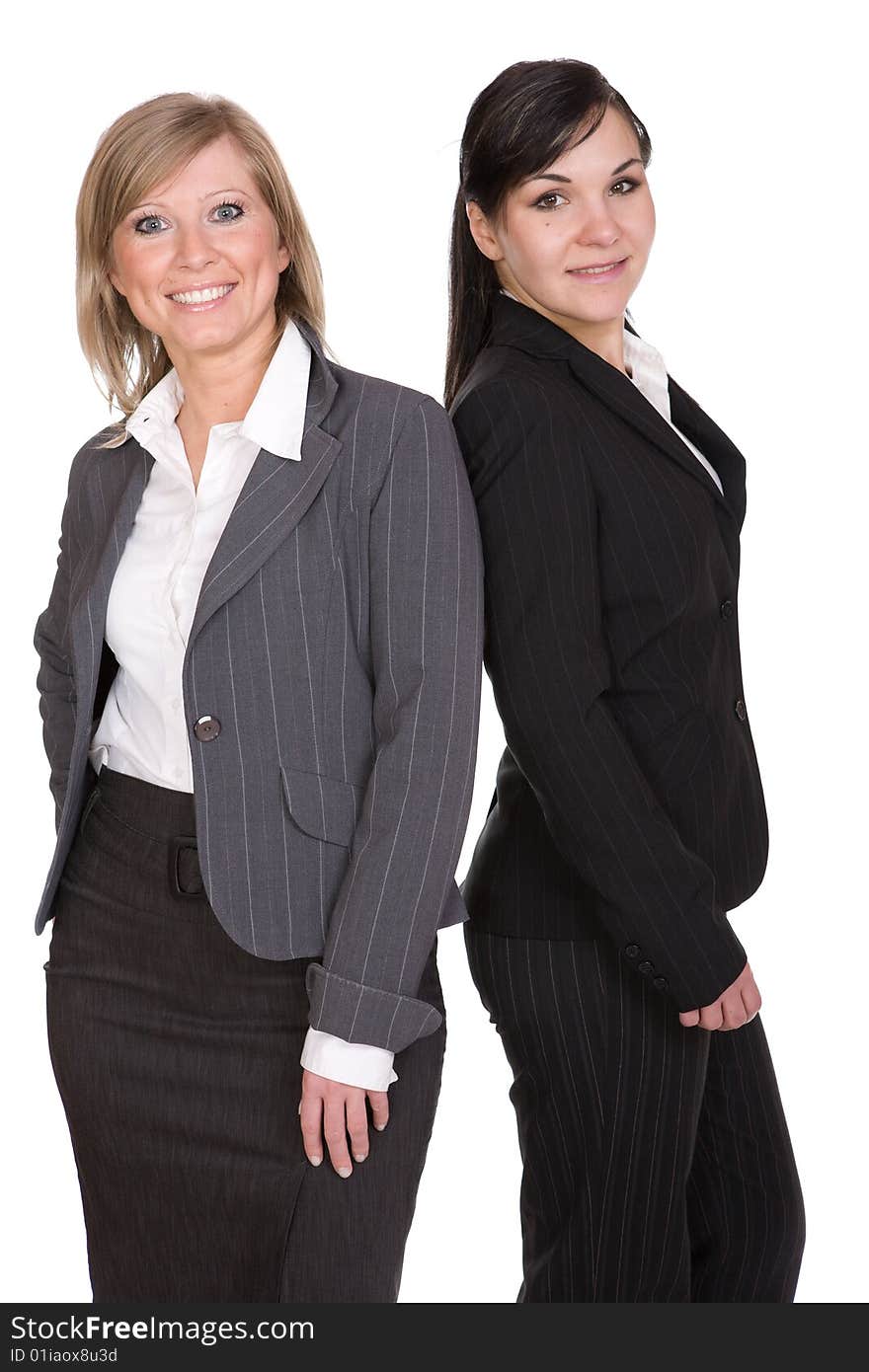 Two businesswomen over white background. Two businesswomen over white background