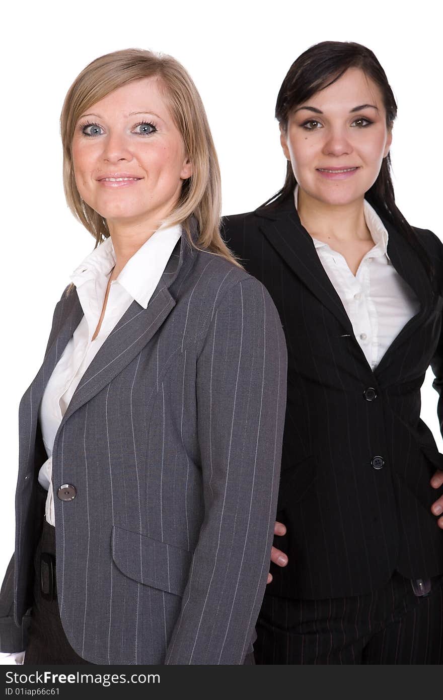 Two businesswomen over white background. Two businesswomen over white background