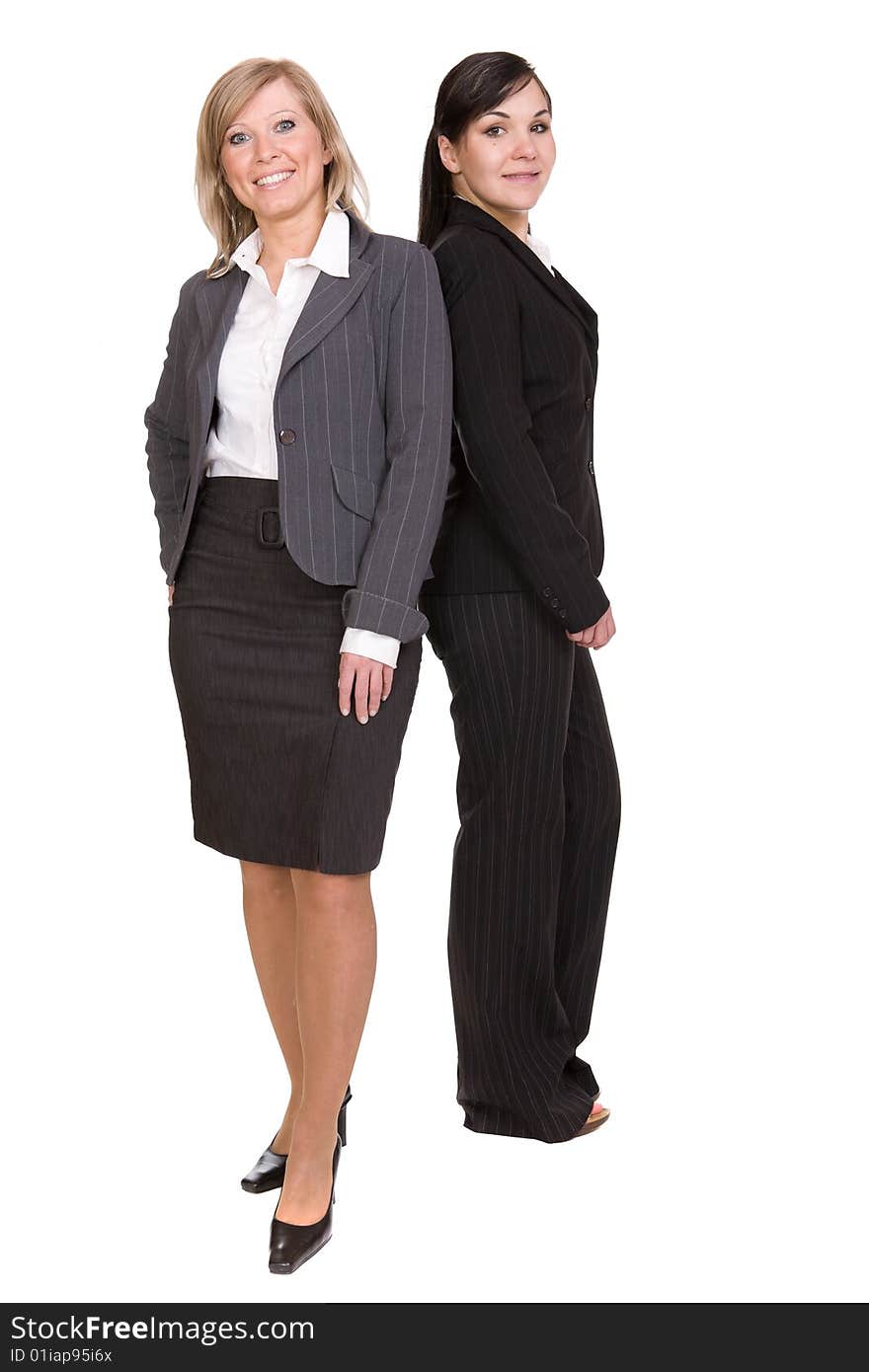 Two businesswomen over white background. Two businesswomen over white background