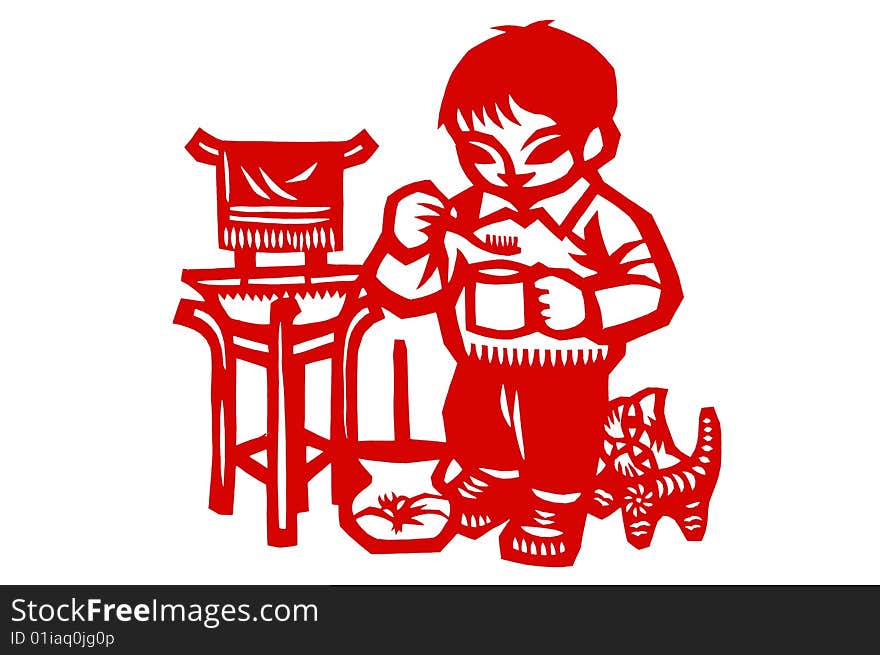 Paper-cut of chinese traditional pattern:a boy.red
chinese traditional handicraft work. Paper-cut of chinese traditional pattern:a boy.red
chinese traditional handicraft work