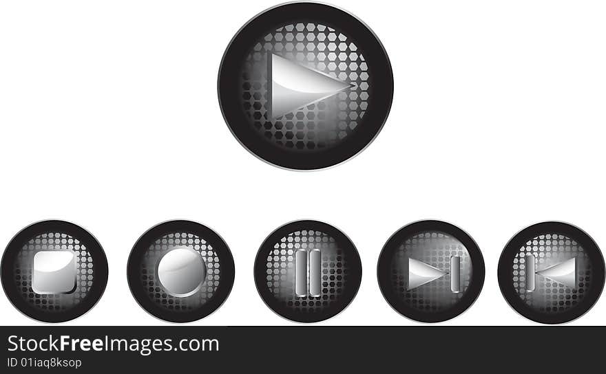 Set of buttons with audio symbols. Set of buttons with audio symbols