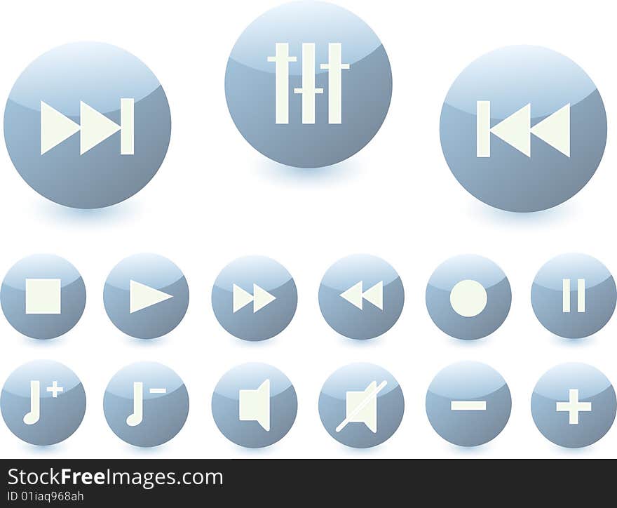 Set of buttons with audio symbols. Set of buttons with audio symbols