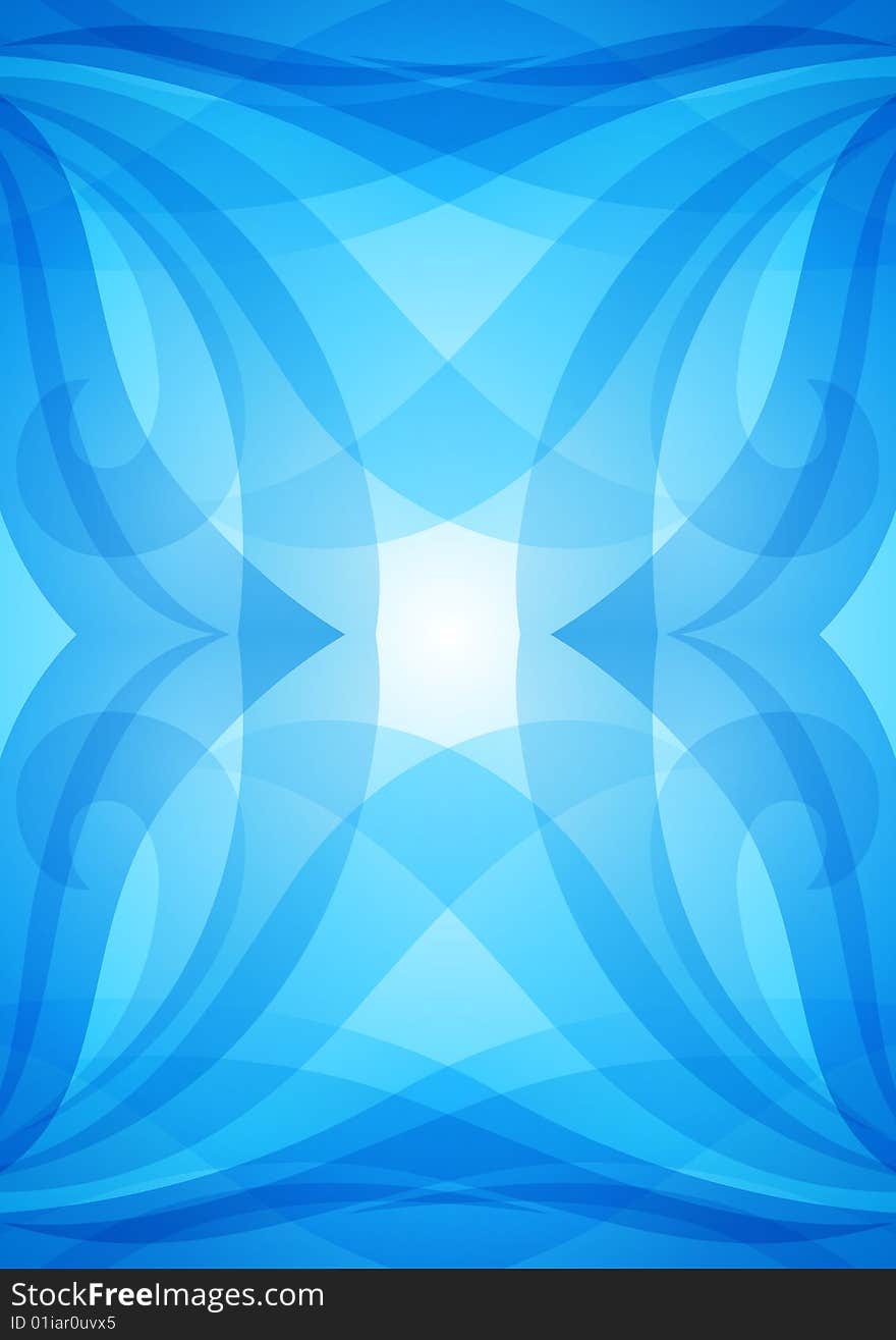 Symmetric abstract blue background, made with  shapes