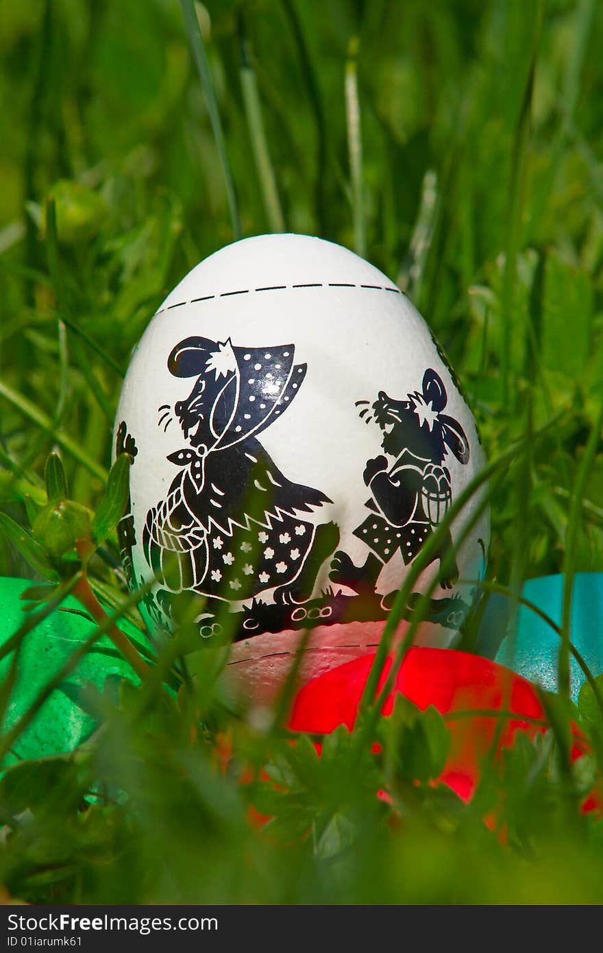 Easter eggs in grass