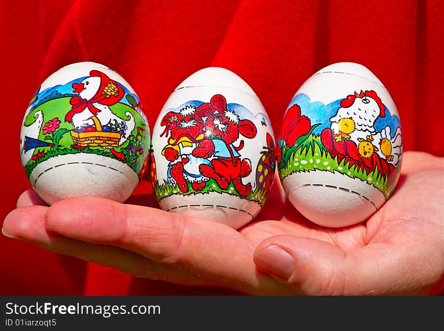 Easter eggs in the palm