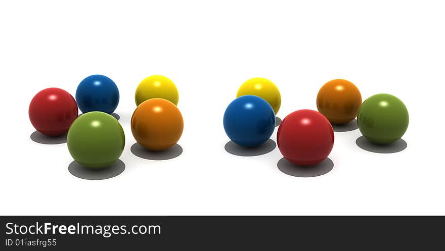 Isolated balls on a table - 3d render