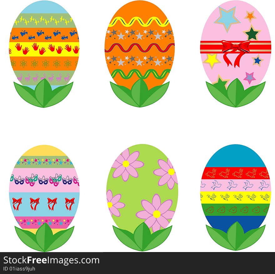 Set of nine vector Easter eggs