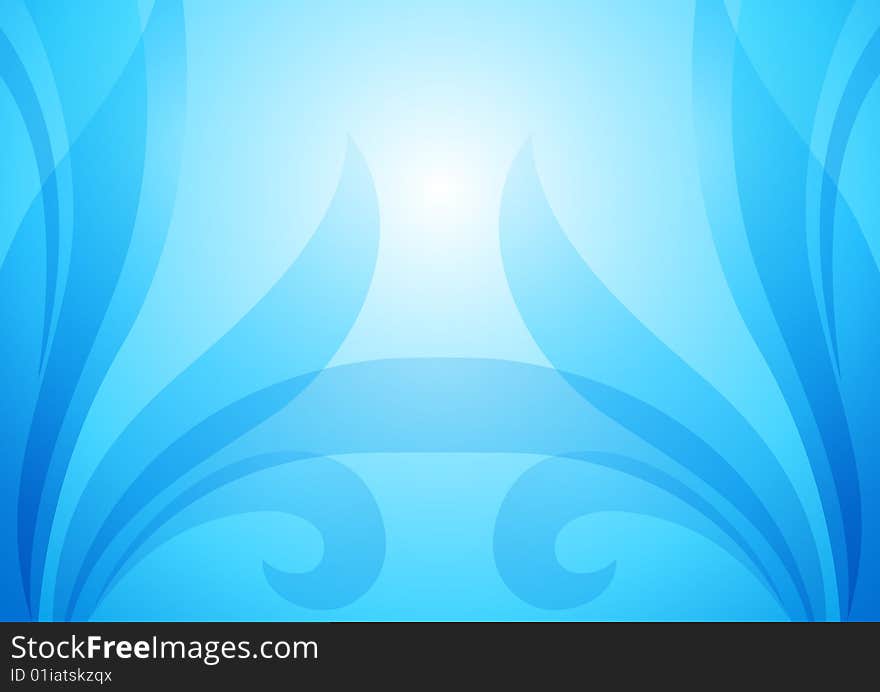 Symmetric abstract blue background, made with  shapes