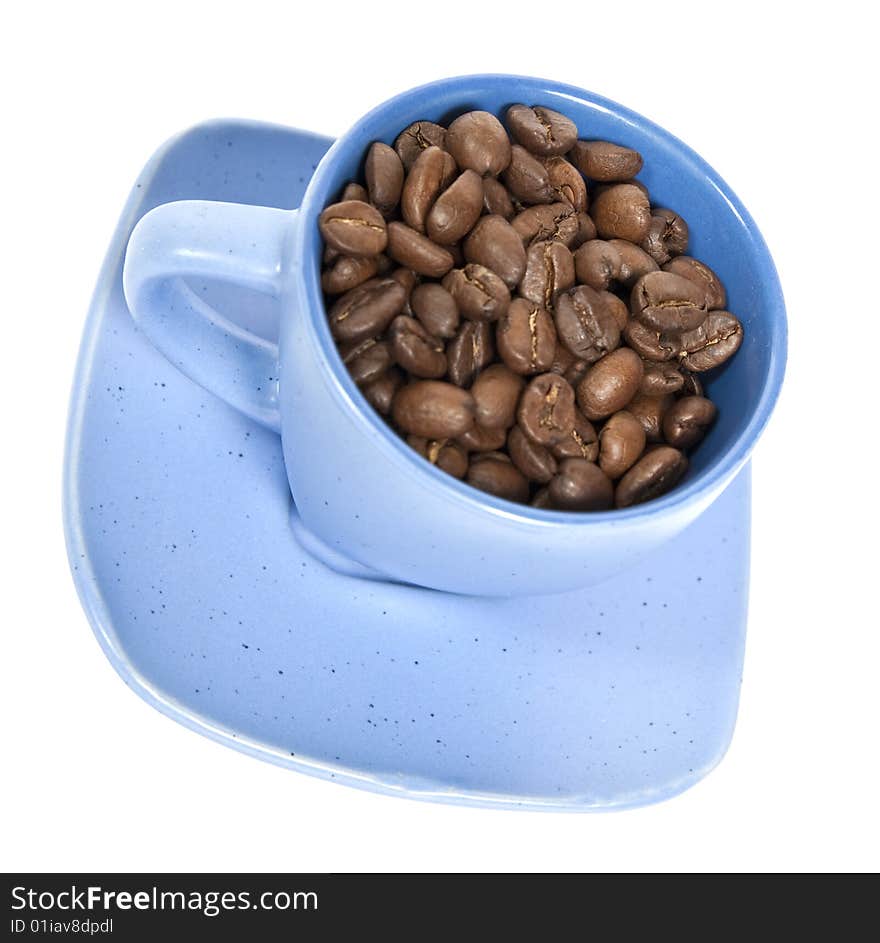 Cup with coffe beans