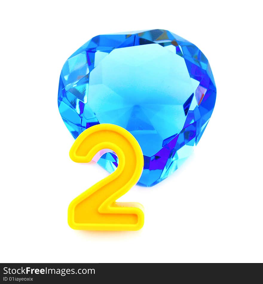 The diamond and number two isolated on a white background