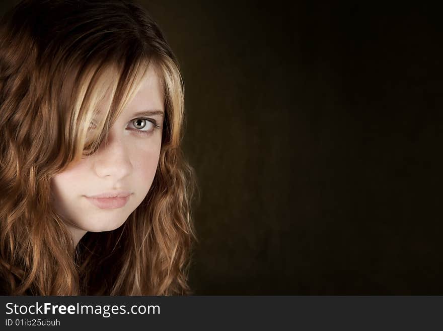 Portrait of pretty teen girl with green eyes. Portrait of pretty teen girl with green eyes