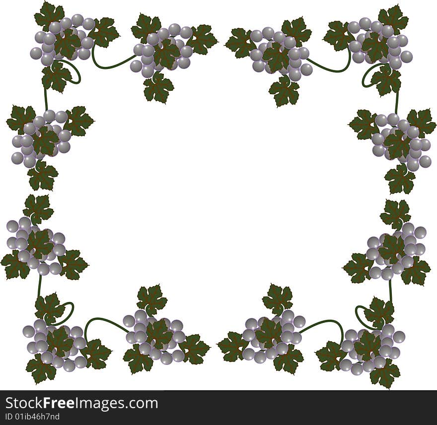 Grapes and vines forming a squared frame, for multiple usages. Grapes and vines forming a squared frame, for multiple usages...