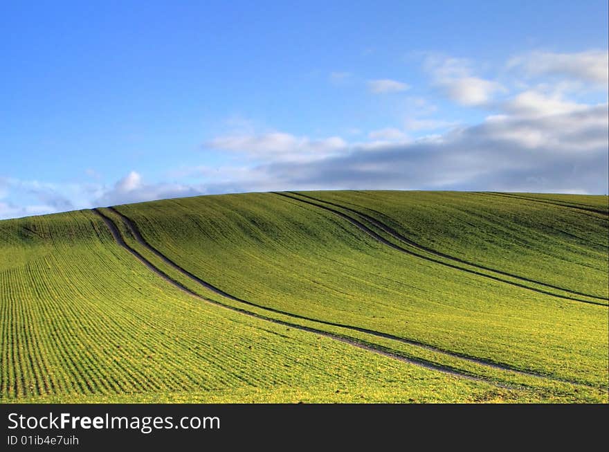 A Beautiful Landscape With Field And Sky