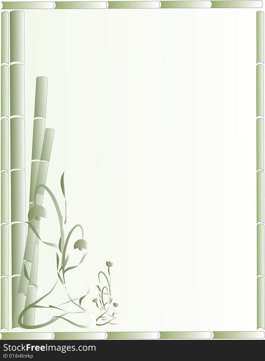 Oranye Flowers And Bamboo Illustration