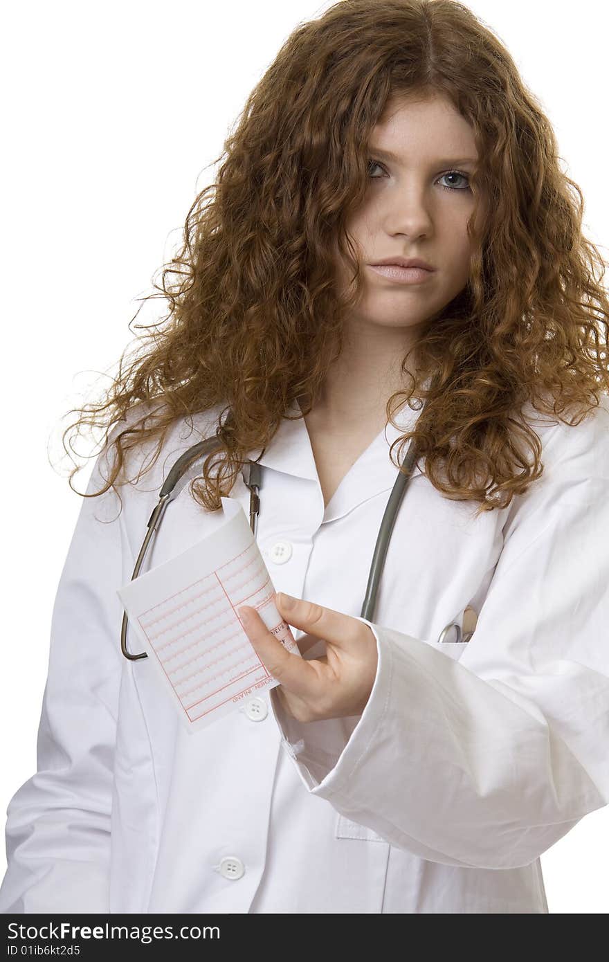 Woman doctor with money order, doctor costs