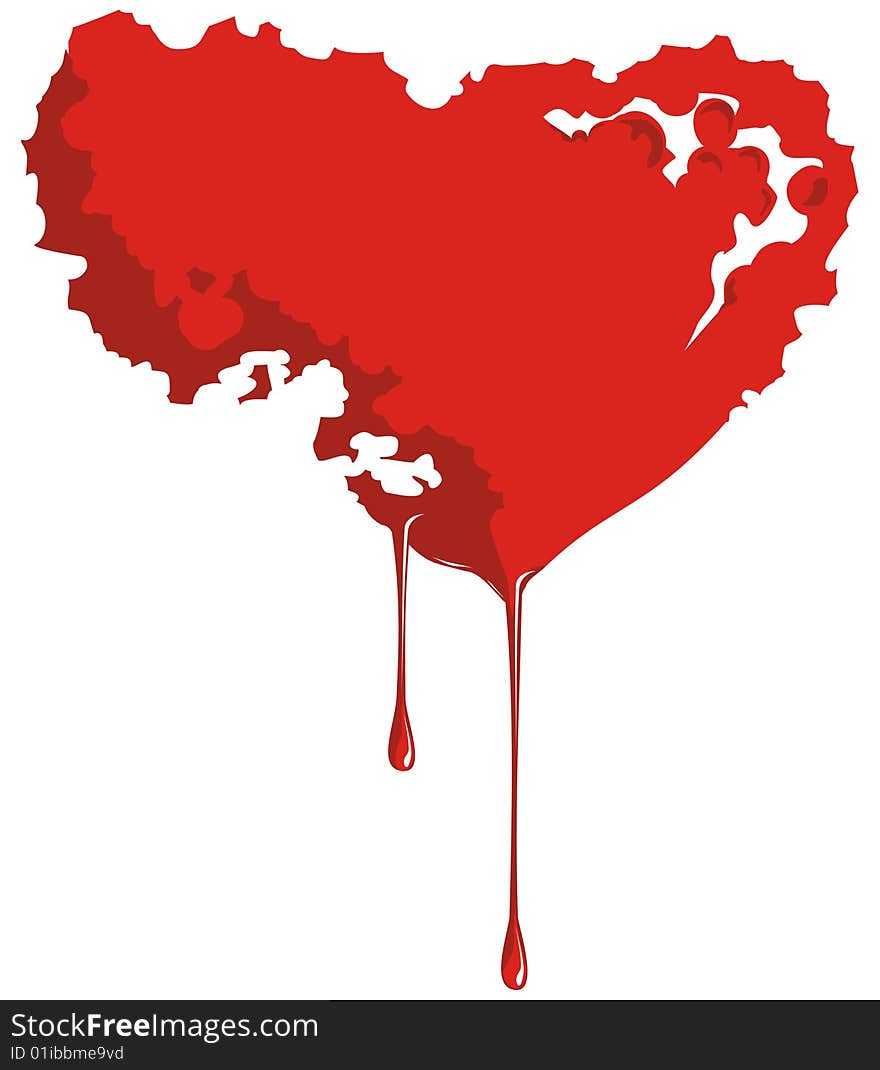 Heart is bleeding of blood.