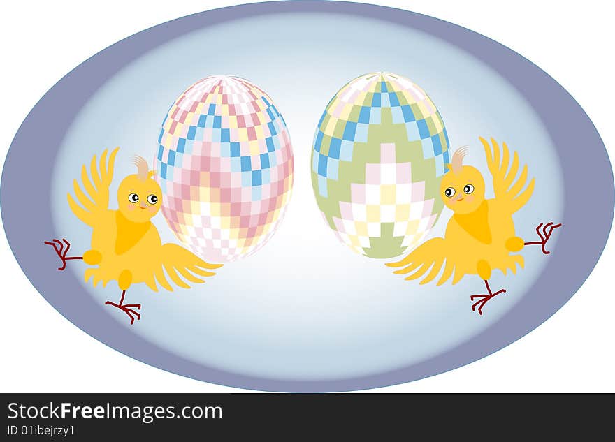 Easter eggs and chickens.Vector illustration. Easter eggs and chickens.Vector illustration.