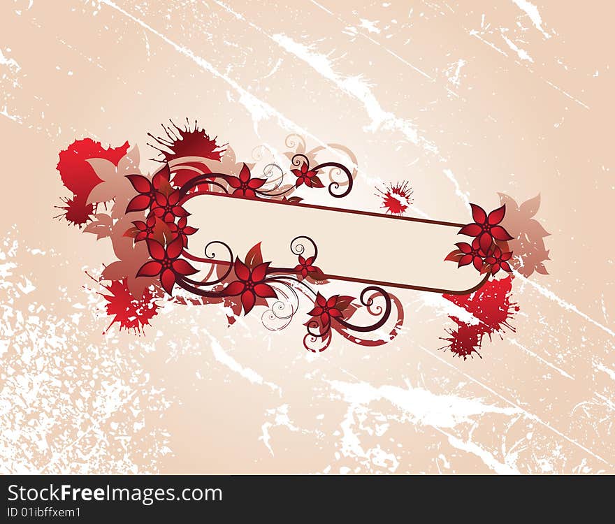 Red beautiful summer floral frame