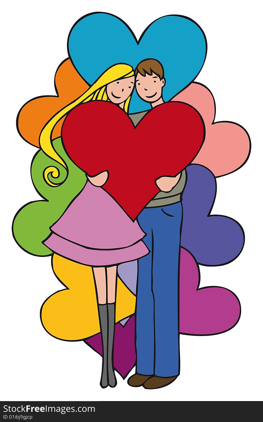 Color illustration of a couple in love