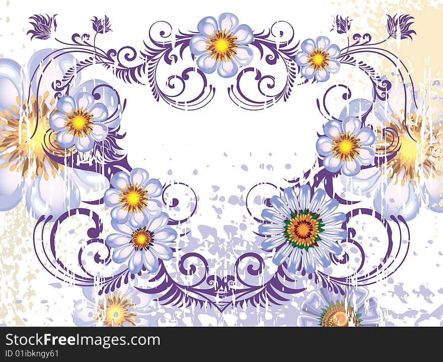 Beautiful flowers frame, floral background