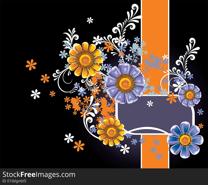 Beautiful flowers frame, floral background