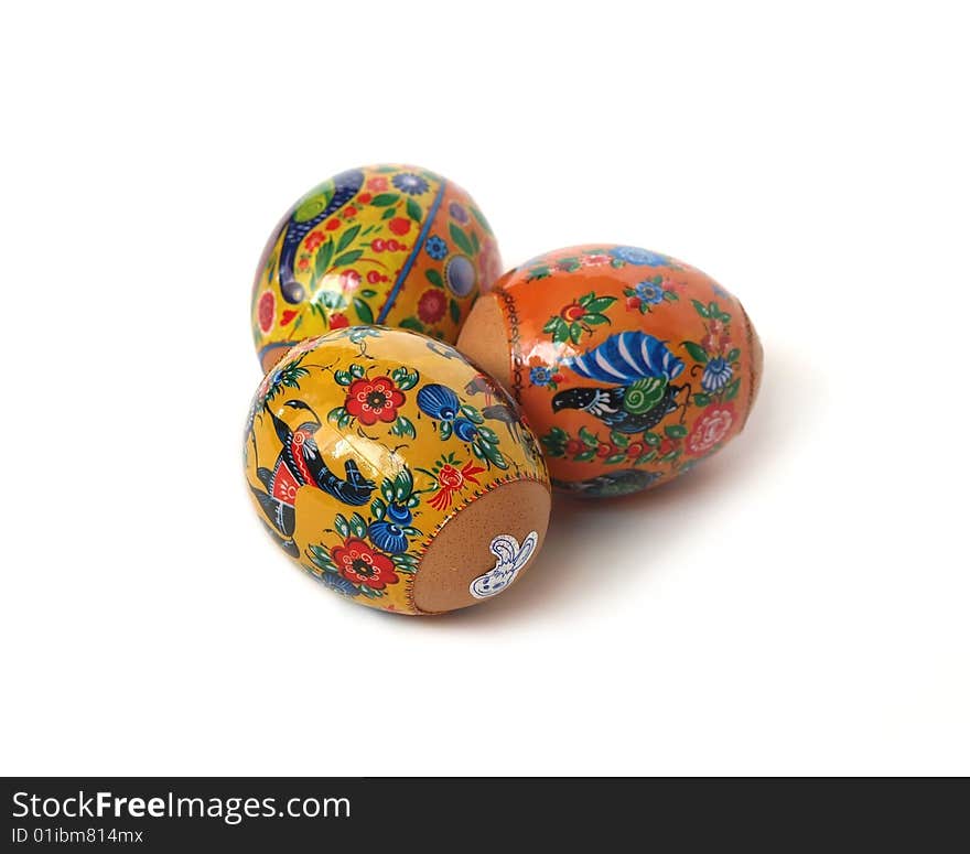 Painted Colorful Easter Eggs on white