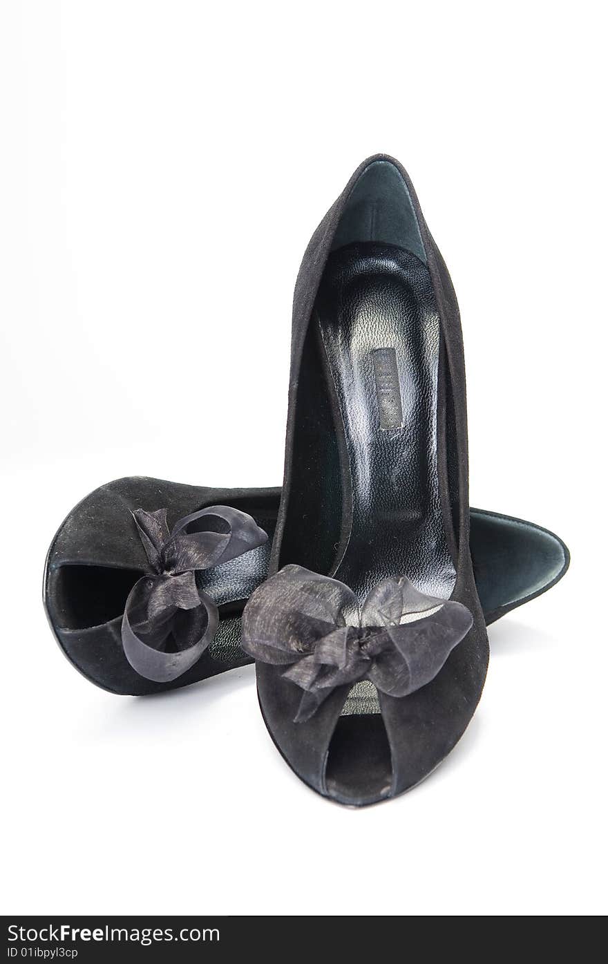 Black female shoes with decorations