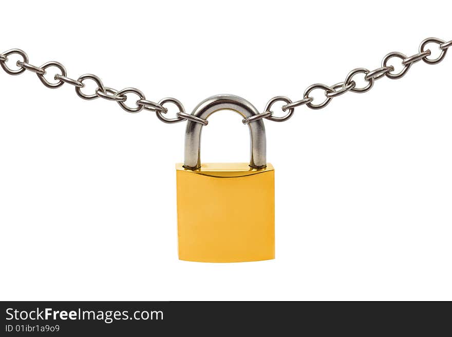 Lock and chain isolated on white background