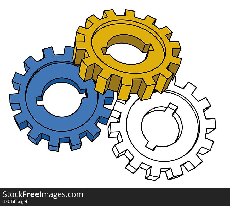 Cogwheels - isolated illustration on white