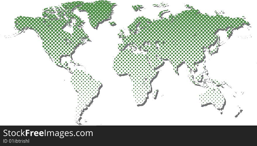 Halftone world map on white. Halftone world map on white.