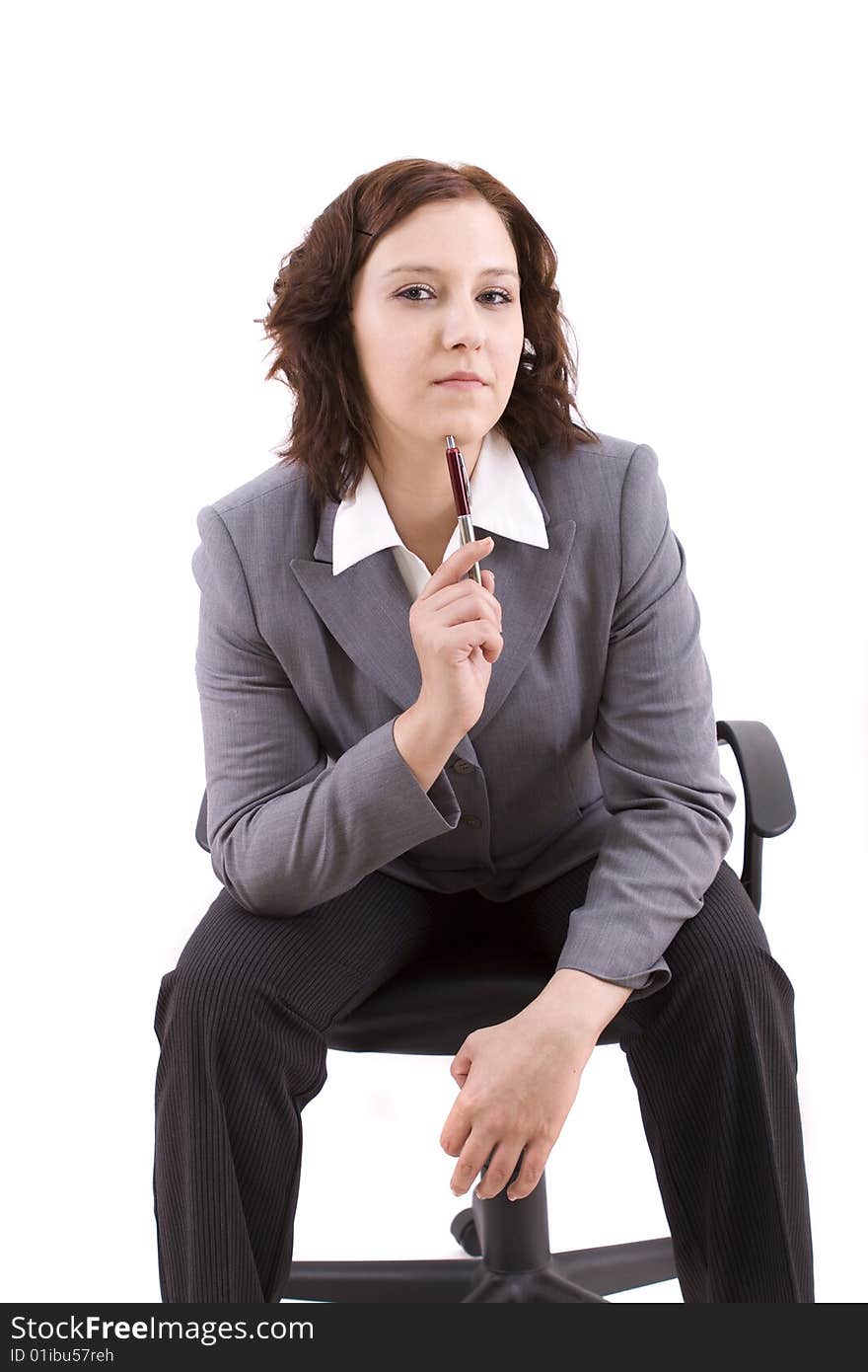 Business woman on a white background