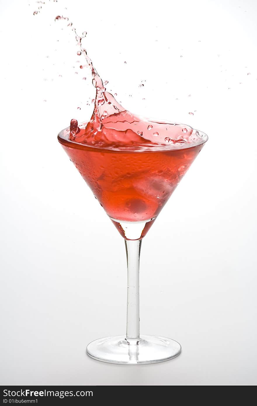 Fresh glass cool cocktail isolated over white