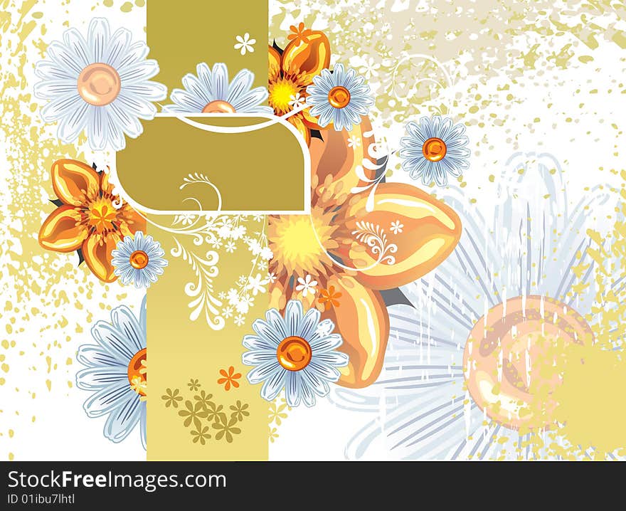 Beautiful flowers frame, floral background