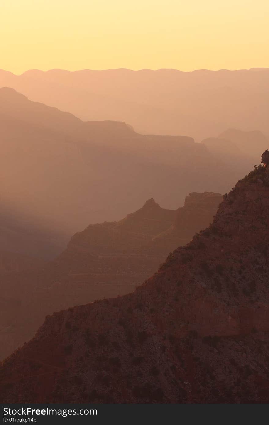 Abstract view of the Grand Canyon (South Rim: Mather Point) at sunrise. Grand Canyon National Park, Arizona. Abstract view of the Grand Canyon (South Rim: Mather Point) at sunrise. Grand Canyon National Park, Arizona.