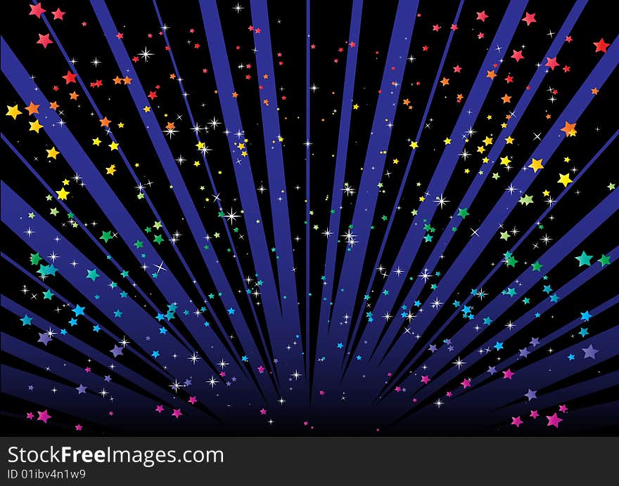 Blast and lot of colorful stars. Blast and lot of colorful stars