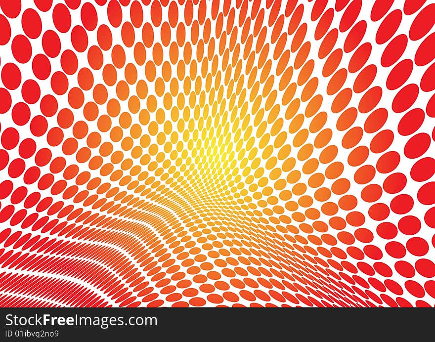 Orange wave space made of dots