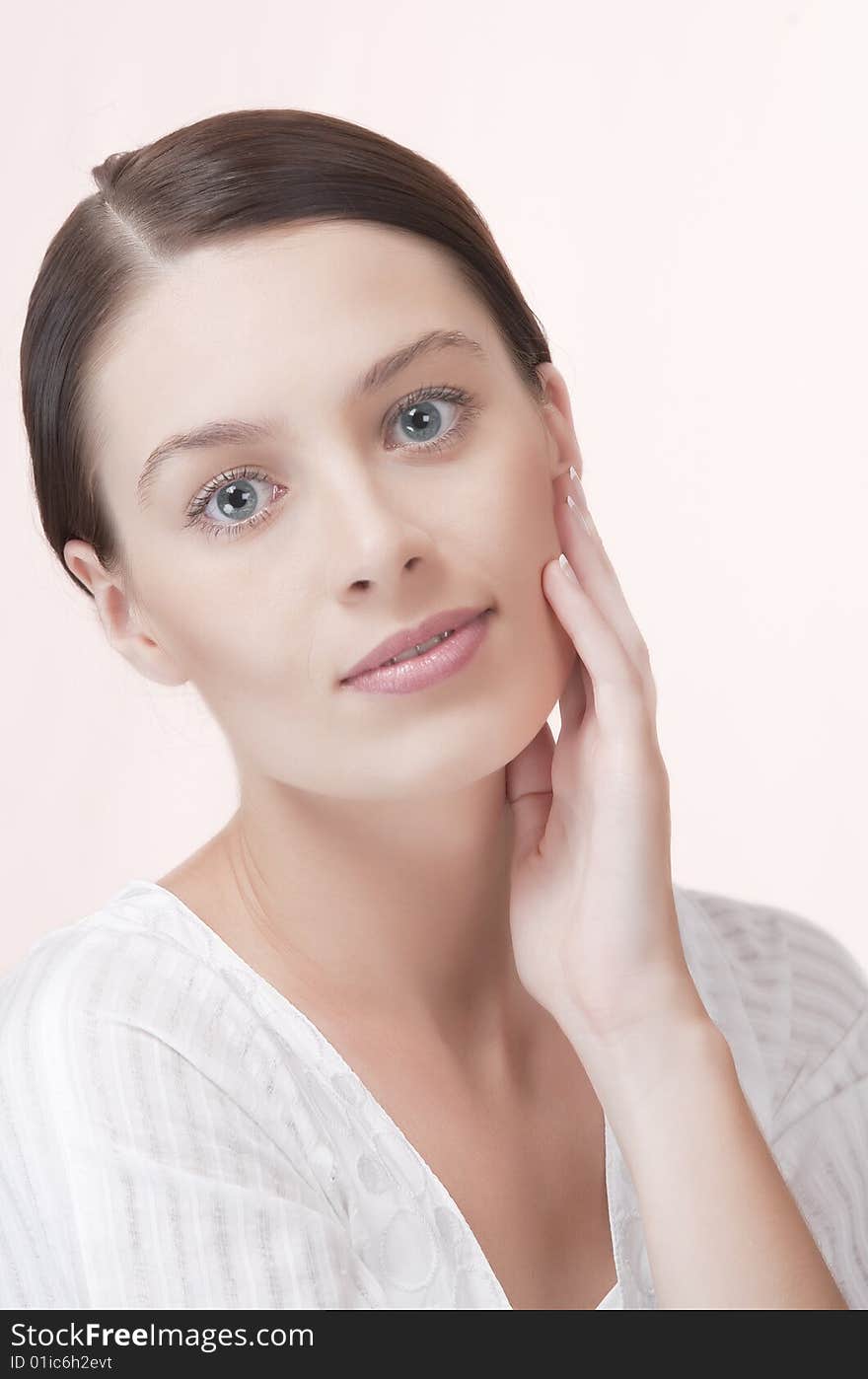 Portrait of young beautiful woman on pink background. Portrait of young beautiful woman on pink background