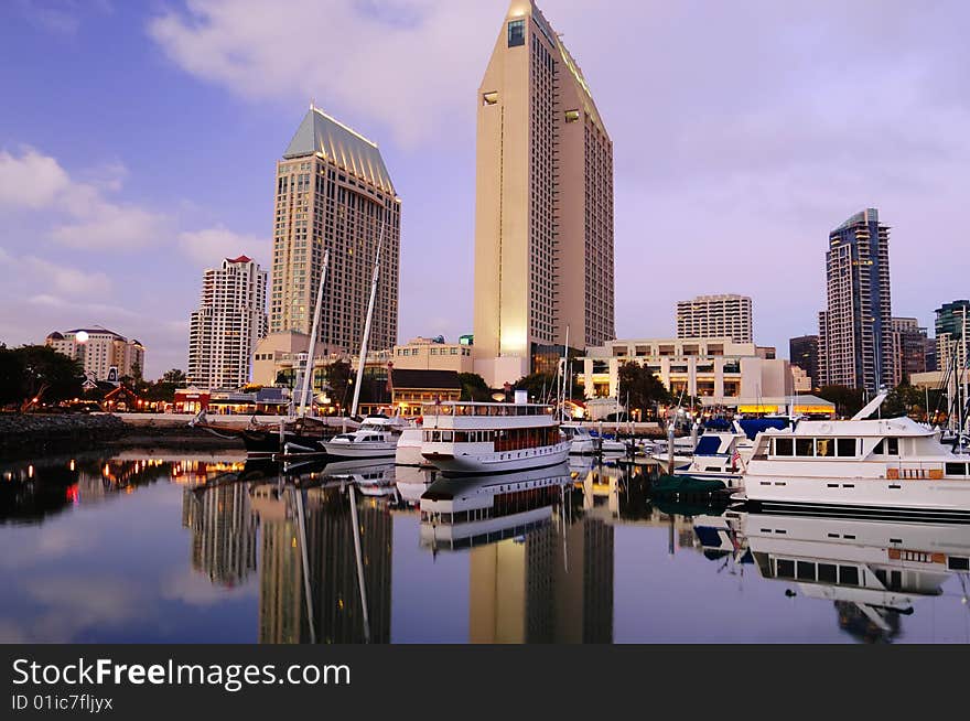 Beautiful view of San Diego downtown marina