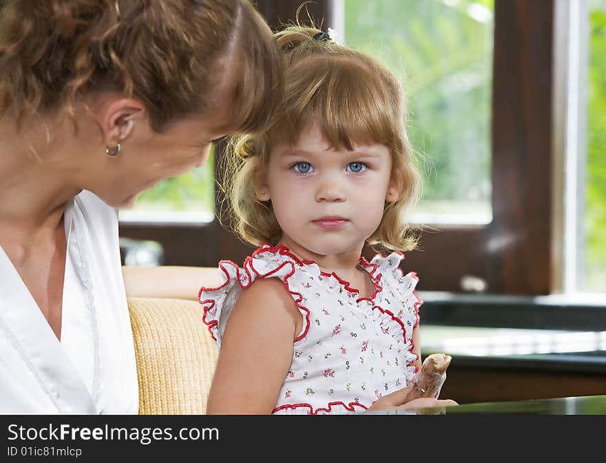 Portrait of beautiful young woman with her daughter. Portrait of beautiful young woman with her daughter